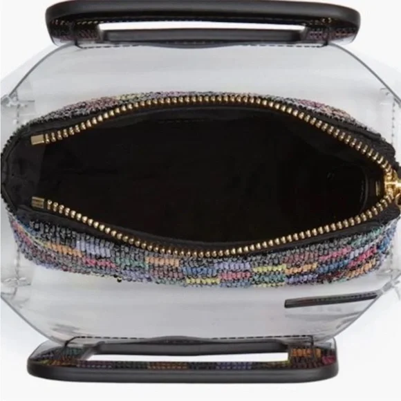 Staud Transparent Clear PVC Mini Shirley Multicolored Beaded Pouch Handbag Bag - Picture 9 of 14